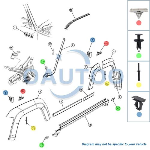 Miniatura 4 de 55pcs Fender Flare Clips Kit de Hardware para Jeep Liberty Dodge Nitro
