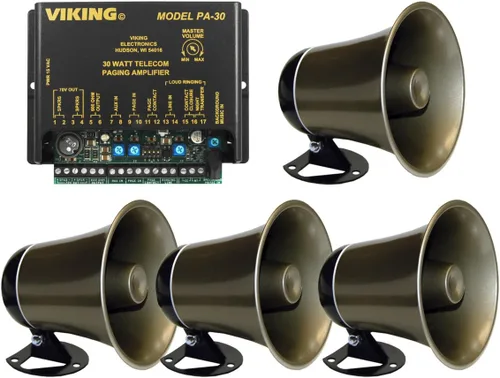 Viking Amplificador de radiobúsqueda de 30 vatios con sonido fuerte y altavoz de 4 alimentación