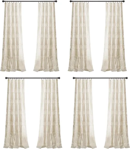 Miniatura 11 de Lush Decor Nova Ruffle - Par de paneles de cortinas con volantes para ventana, 42"A x 84"L, gris
