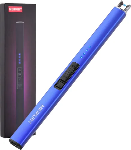 MEIRUBY Encendedor eléctrico de velas, relleno de calcetín de Navidad, regalos para mujeres, mamá, hombres, esposa, hermana, recargable por USB, Azul