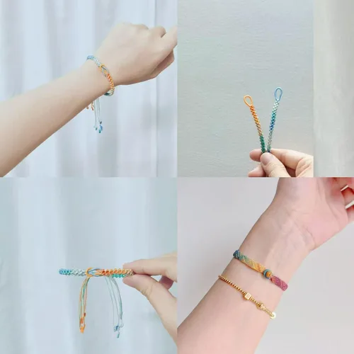 Miniatura 4 de Cuerda de cera de color arcoíris para hacer pulseras, cordón de pulsera de hilo encerado, cuerda de poliéster encerado para hacer joyas, pulseras