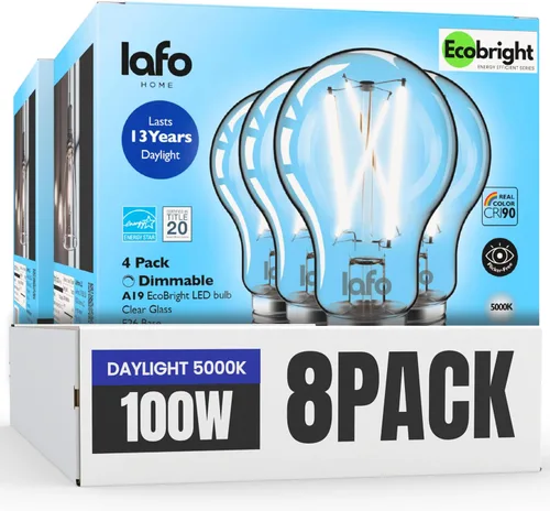 Miniatura 13 de EcoBright - Paquete de 4 bombillas de filamento LED A19 regulables, 10 W, equivalente a 100 W, 1100 lúmenes, blanco cálido, 2700 K, base E26, CRI90