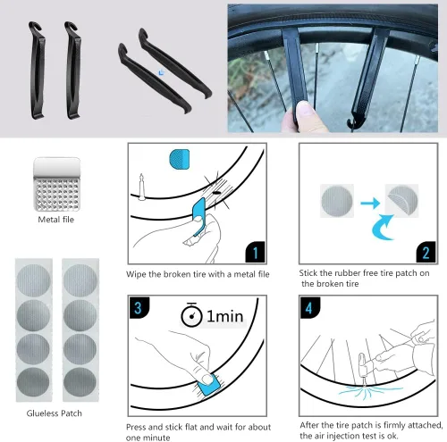 Miniatura 5 de Paquete de 2 neumáticos de bicicleta Cruiser de 24 x 2.125 pulgadas, neumáticos de pared negra con 2 tubos interiores, 2 palancas, 2 tiras