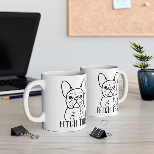 Miniatura 5 de Divertida taza de café blanca con texto en inglés «Fetch This Middle Finger Christmas 2025», 11 onzas