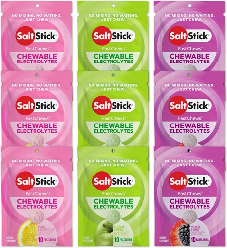 Miniatura 10 de SaltStick Electrolyte FastChews - Paquete de variedad de 90 unidades, los más vendidos - Tabletas masticables de electrolitos para hidratación