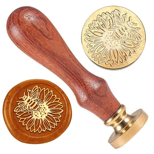 Miniatura 8 de Sello de cera de paisaje de sol y luna, sello de sellado de cera de río de montaña, sello de sellado de cabeza de latón de 1 pulgada con mango