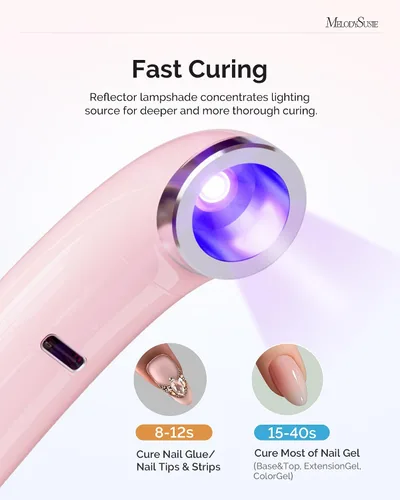 Miniatura 4 de MelodySusie Lámpara de Uñas UV Inalámbrica Ergonómica de Mano con Pantalla LCD y 2 Temporizadores, P-Art01A Luz LED UV Mini Recargable que Cura