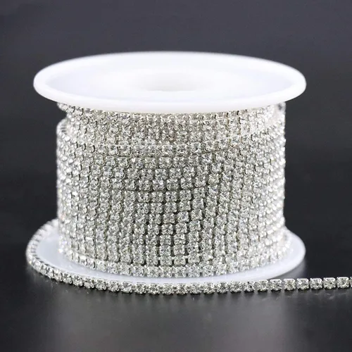 Miniatura 14 de Jerler 9 metros de adornos de diamantes de imitación con cadena cerrada SS6.5/2.0mm, cadena AB para costura, manualidades, ideal para bodas
