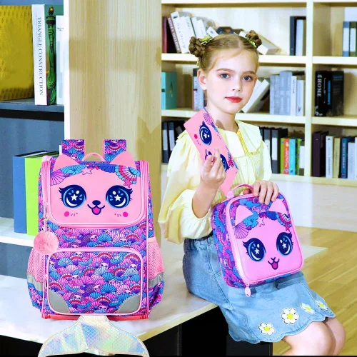 Miniatura 29 de KLFVB Mochila de 3 piezas para niñas y niños, bolsa de libros de dinosaurio de unicornio de 15 pulgadas con lonchera, bolsa escolar preescolar