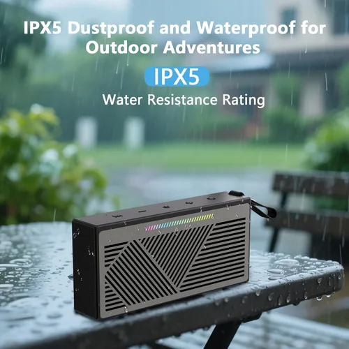 Miniatura 2 de Altavoz Bluetooth, altavoces Bluetooth inalámbricos portátiles con sonido HD, altavoz impermeable IPX5 con luces LED RGB, Bluetooth5.3