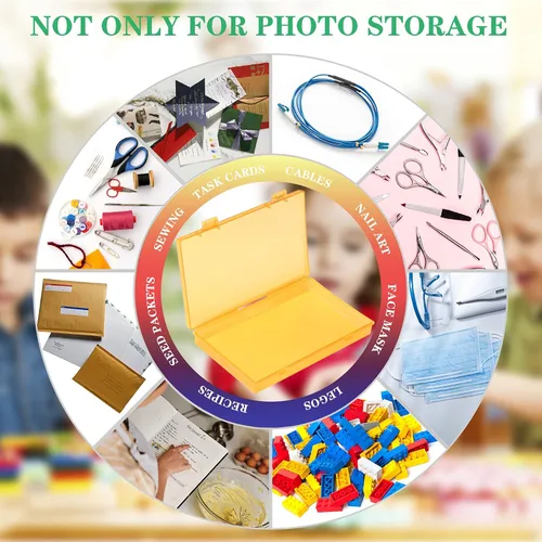 Miniatura 2 de Caja de almacenamiento de fotos de 4 x 6 pulgadas, 18 fundas interiores para fotos, organizador grande de fotos, sin ácidos, caja de almacenamiento