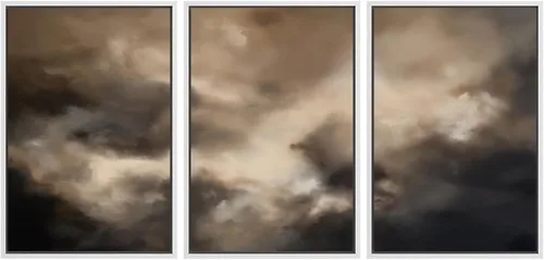 Miniatura 77 de SIGNWIN Lienzo enmarcado para pared, juego de arte dramático de cielo tormentoso, ilustraciones de paisaje nuboso Moody, arte moderno decorativo