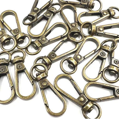 Miniatura 5 de 20 ganchos giratorios de metal de 360° con cierre de langosta, anillo D ancho de 3/8 pulgadas, diámetro interior de 0.394 in, 1.220 in de longitud