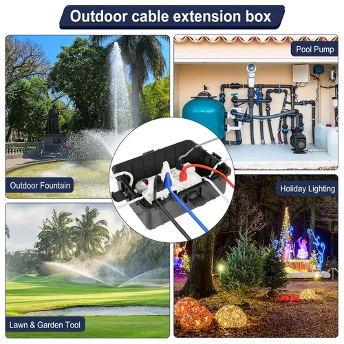 Miniatura 7 de Caja eléctrica grande para exteriores, impermeable, cubierta de cable de extensión IP54, resistente a la intemperie, protege la regleta