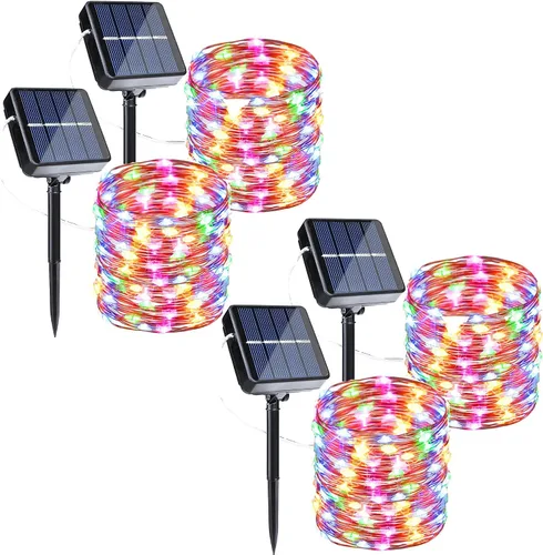 Miniatura 15 de Joomer - Tira de luces solares de hadas, paquete de 2, total 80 pies, 240 LED, luces de cuerda solar para exteriores, impermeables, 8 modos