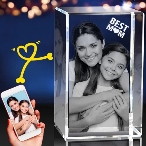 Miniatura 11 de Foto de Cristal 3D, Regalo Personalizado de Navidad, Regalos de Imagen Personalizada con Tu Propia Foto para Navidad, Día del Padre, Cumpleaños
