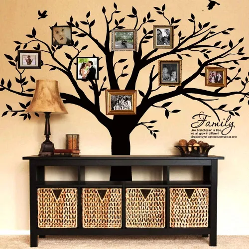 Miniatura 4 de Grant - Calcomanía de pared de árbol genealógico con familia como ramas en un árbol, calcomanía adhesiva con cita para decoración de sala de estar