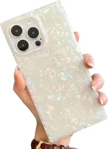 Miniatura 62 de Elegante Funda con Concha de Madre Perla para Niña Compatible con iPhone 14 de 6.1 Pulgadas, Funda Rectángulo con Borde, Elegante y delgada