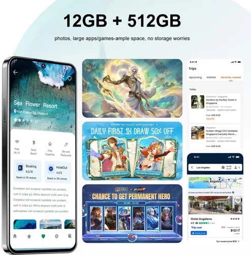 Miniatura 2 de Teléfono desbloqueado I26 Ultra Android Phone 10-core 12GB+512GB Teléfono celular 7 pulgadas Pantalla HD Teléfono móvil 108MP+48MP Cámara 6800 mAh