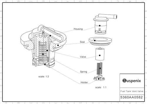 Miniatura 3 de 1 pieza Válvula de ventilación del tanque de combustible, válvula de ventilación del tanque de combustible con kit de sello de goma compatible