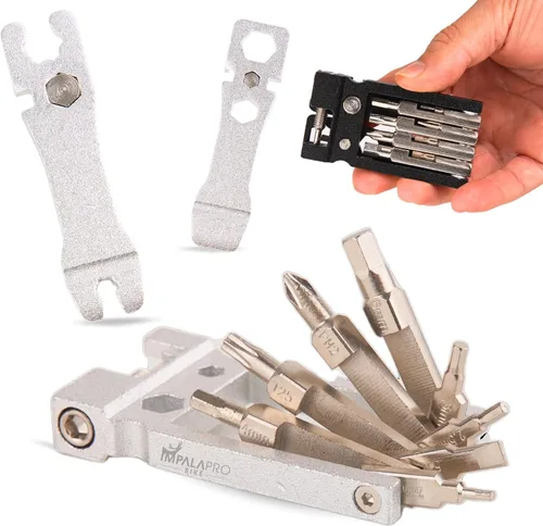 Miniatura 8 de IMPALAPRO Kit de herramientas de bicicleta portátil 20 en 1 compacto y ligero (4.14 oz) cromo-vanadio (CRV) - Multiherramienta para bicicleta