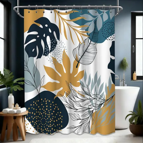 Miniatura 106 de Cortina de ducha floral para primavera y verano, flores silvestres, flores y mariposas, decoración de baño, tela impermeable con ganchos, 70