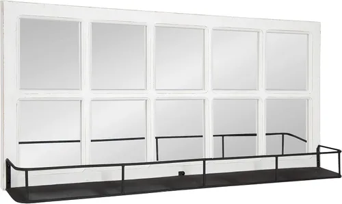 Miniatura 7 de Kate and Laurel Jackson Casual Farmhouse - Espejo de ventana de madera maciza de 10 pulgadas con estante de metal negro envejecido, 40 x 18