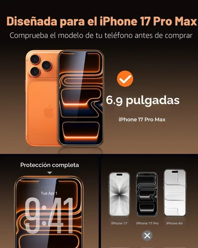 Miniatura 2 de UNBREAKcable Paquete de 3 protectores de pantalla para iPhone 17 Pro Max, vidrio templado doble inastillable [marco de fácil instalación]
