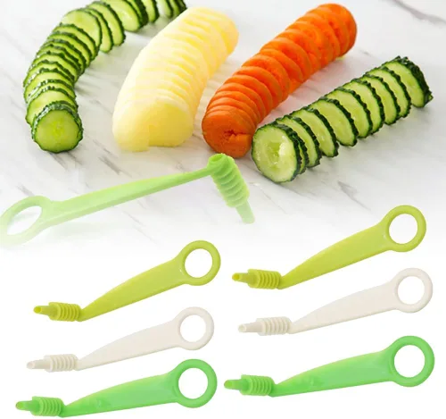 Miniatura 8 de Herramientas de cocina en espiral y en forma de V, cortador en espiral, cortador en espiral de papas y verduras, herramienta de accesorios de cocina