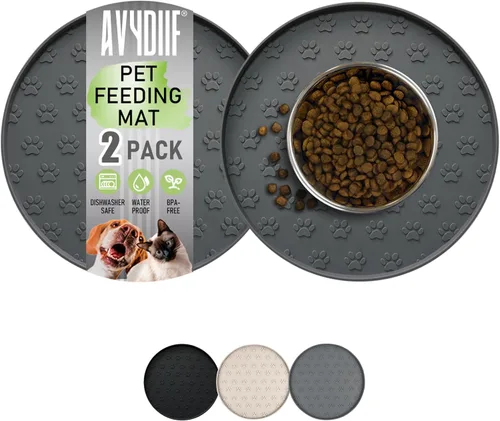 Miniatura 10 de Tapetes de alimentación de mascotas, para alimentos y agua, manteles individuales antideslizantes impermeables para perro y gato, paquete de 2