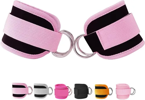 Miniatura 16 de Correas de tobillo de fitness para máquinas de cable, paquete de 2, cómodas y ajustables, puños de tobillo y muñeca acolchados, correas para piernas