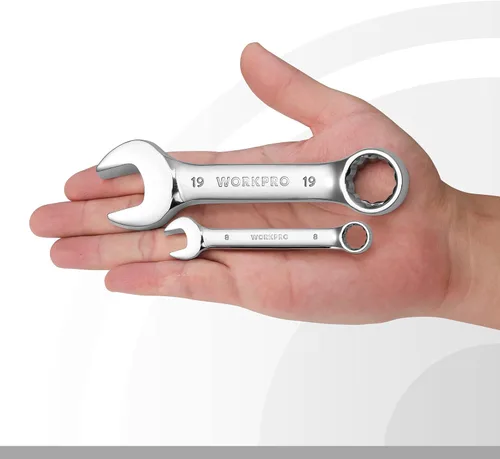 Miniatura 3 de WORKPRO Juego de llaves rechonchas de 12 piezas, métricas de 0.315-0.748 in, acero Cr-V, juego de llaves combinadas pequeñas con estuche