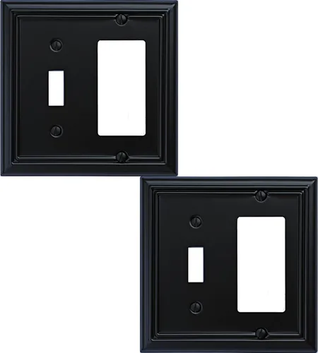 Miniatura 12 de OKAWYC Cubierta Cuádruple Decorativa para Interruptor de Luz Adler Placa de Pared de Metal, Paquete de 2 Negro 4 Vías Cuádruple Rocker