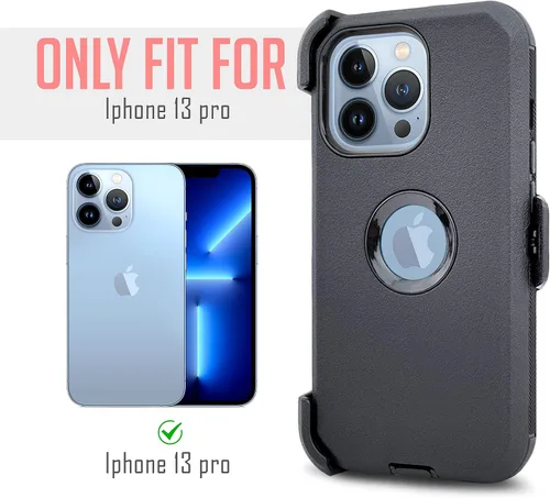 Miniatura 2 de Funda diseñada para iPhone 13 PRO (6.1 pulgadas), funda de protección de cuerpo completo, clip para cinturón, resistente con protector de pantalla