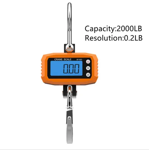 Miniatura 4 de Klau - Báscula colgante digital para grúa (2,204.6 lbs, 2000 libras), color naranja Industrial resistente, alzamiento elegante, para la caza