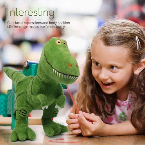 Miniatura 7 de Juguete de peluche de dinosaurio de 11 pulgadas, juguete de peluche de tiranosaurio T-Rex verde, súper suave, lindo, cojín de peluche, muñecas Rex