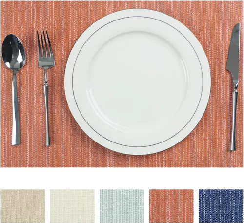 Miniatura 14 de AHHFSMEI Manteles individuales para mesa de comedor, juego de 4, manteles individuales de vinilo tejido de plástico, antideslizantes, aislamiento