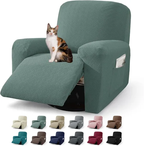 Miniatura 37 de JIVINER Fundas reclinables de gran tamaño de 3 piezas para sillón reclinable grande con bolsillos, tela jacquard elástica Lazy Boy funda para sofá
