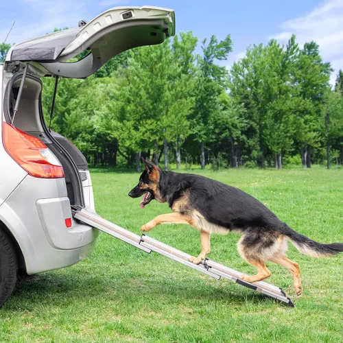 Miniatura 9 de Rampa para perros para automóvil, rampa antideslizante estable para perros grandes, 63 pulgadas de largo y 15 pulgadas de ancho, capacidad de 250