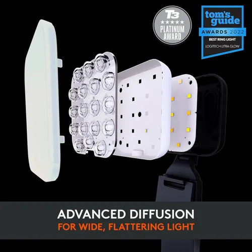Miniatura 3 de Logitech para Creadores Litra Glow Luz LED Premium para Transmisión en Vivo con TrueSoft, montaje ajustable, iluminación de video para grabar