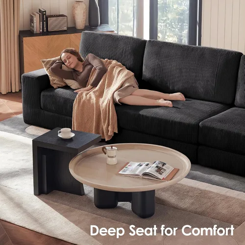 Miniatura 6 de Sofá seccional modular, 120.47" Sofá seccional moderno en forma de nube con chaise en L, cómodo sofá mullido de corduroy con asiento profundo, sofás