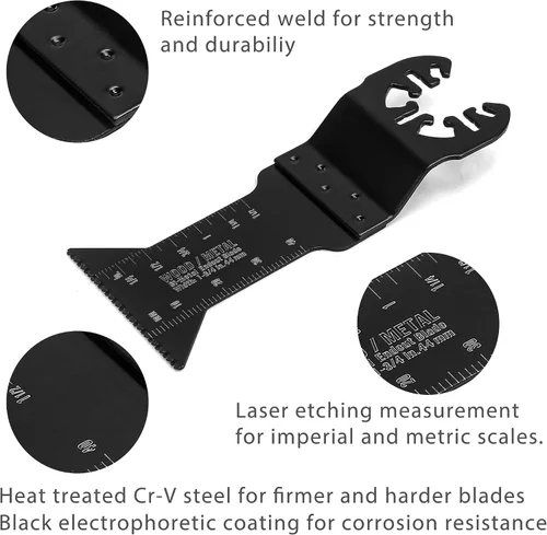 Miniatura 3 de WORKPRO 25 piezas de accesorios oscilantes multiherramienta, hojas de sierra oscilantes de liberación rápida para cortar madera y metal, plástico