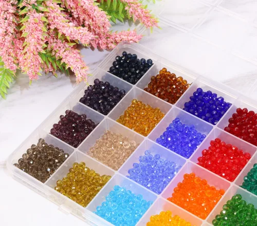 Miniatura 2 de Shapenty 24 colores pequeños Briolette facetados Rondelle Cuentas de cristal a granel para pulseras, collares, aretes, joyería, manualidades