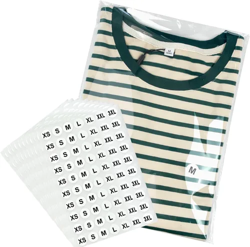 PigPotParty Bolsas de plástico transparentes de 9" x 12" para camisetas con etiquetas de tamaño de ropa, 100 piezas de bolsas de embalaje de manga