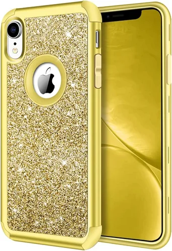 Miniatura 16 de Hython Compatible con Funda para iPhone XR, Protector Defensor de Cuerpo Completo de Servicio Pesado con Purpurina Brillante Reluciente, Carcasa