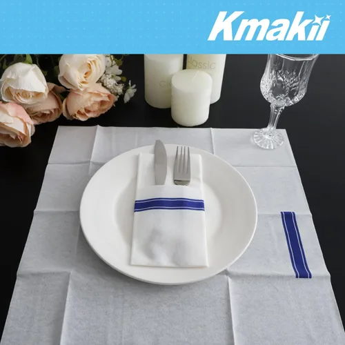 Miniatura 9 de KMAKII Servilletas desechables de papel con bolsillo integrado para cubiertos desechables para fiestas, bodas, eventos, tacto de lino, 16 x 16