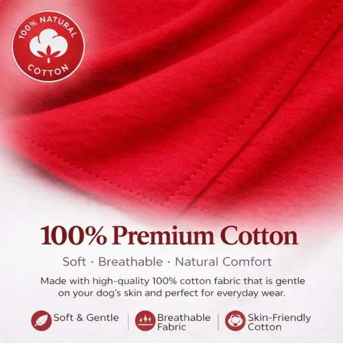 Miniatura 2 de Lovelonglong Ropa para Mascotas Disfraces para Perro Ropa para Perros Salchicha Camiseta en Blanco Camisetas para Perros Salchicha, Corgi 100% Rojo