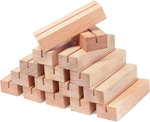 16 soportes de madera para tarjetas de lugar, soporte para tarjetas de fotos de madera para bodas, banquetes y fiestas, soporte de números de mesa