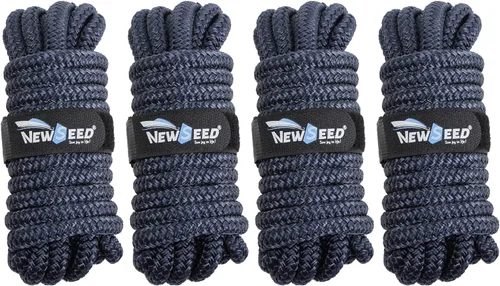 Miniatura 12 de MALZE-NEWSEED 4 unidades de cuerdas de muelle de 9,5 mm x 4,5 metros de nailon trenzado doble para barco con Ojales de 30,5 cm, líneas de amarre