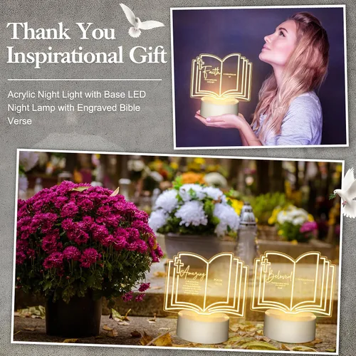Miniatura 5 de VIHOSE 10 juegos de regalo cristiano a granel para mujeres, luz nocturna de acrílico inspiradora religiosa con versículos bíblicos grabados
